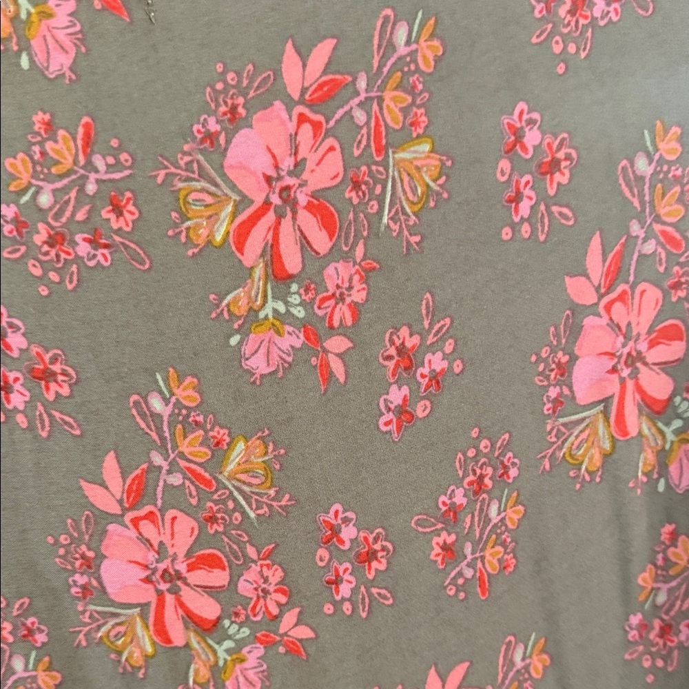 NATURAL LIFE Long Sleeve Dress in Gray with Pink Floral - Picture 5 of 5
